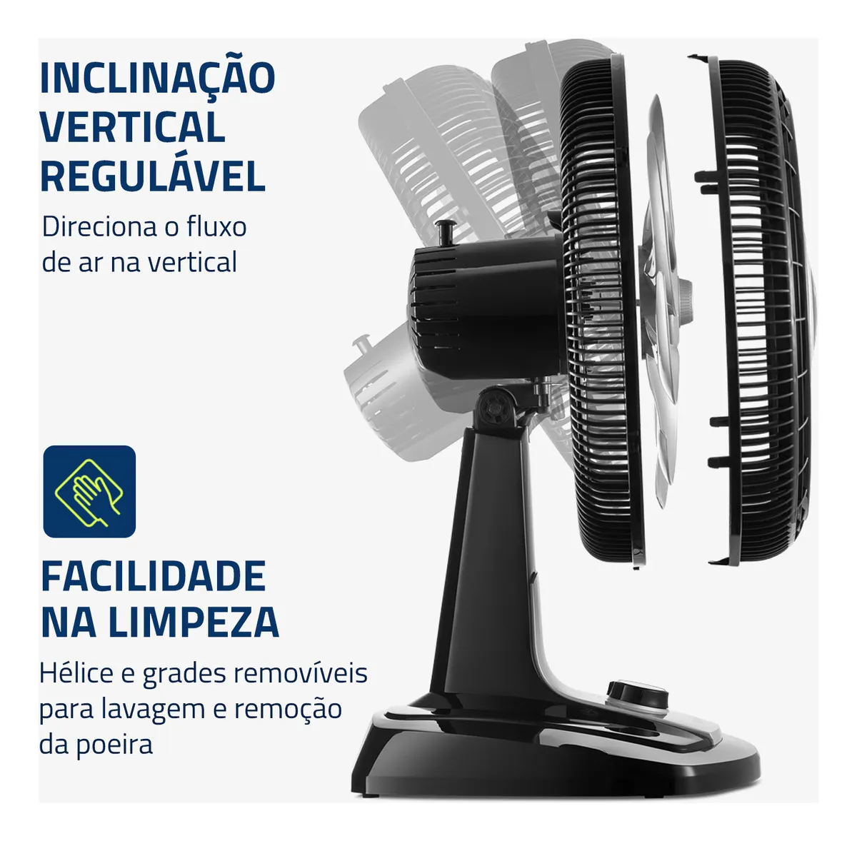 Ventilador Mondial VTX-40-8P - Inclinacao vertical e facilidade na limpeza